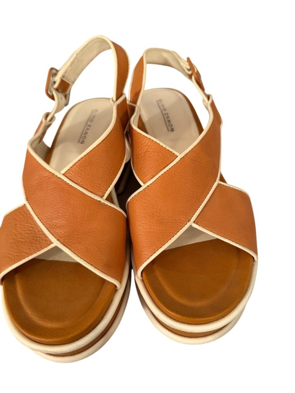 Elvio Zanon Womens Tanya Platform Sandals Size EU 40/ US 9 Brown Leather Casual - Picture 6 of 11